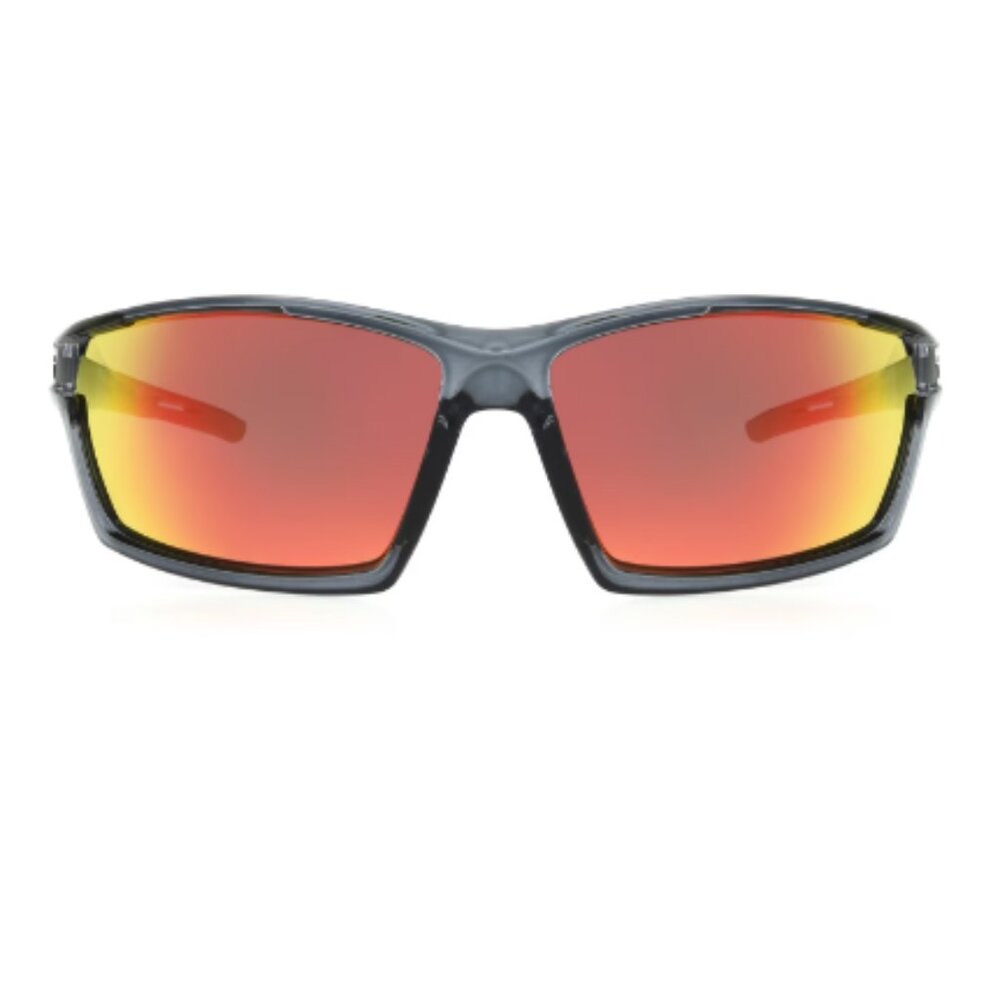 Foster Grant Ironman Black Matte Wrap Red Mirror Sunglasses
